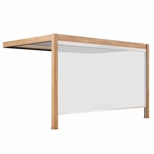 Pergola Bioclimatique Adossée 3x4m Avec 1 Store Bois Blanc Thebes