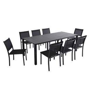 Ensemble Table Extensible Et 8 Chaises De Jardin En Aluminium Gris