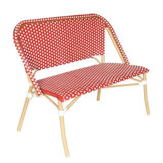 Banc De Jardin En Alumunium Et Rotin Synthétique Blanc Et Rouge