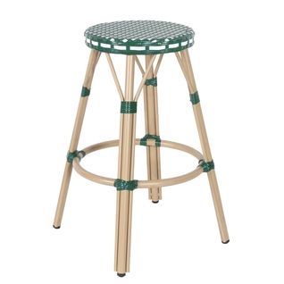Tabouret Haut De Jardin En Aluminium Et Rotin Synthétique Blanc, Vert