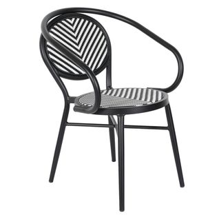 Chaise De Terrasse Style Bistrot Parisien En Aluminium Et Rotin Noir