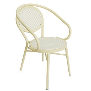 Chaise De Terrasse Style Bistrot Parisien En Aluminium Et Rotin Beige