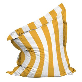 Pouf Rayé XXL Imperméable Coussin Géant 180x145 Cm Jaune Et Blanc Solys