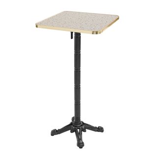 Table Haute 60 Cm Inclinable Plateau Marbre Terrazzo/doré Et Pied Noir