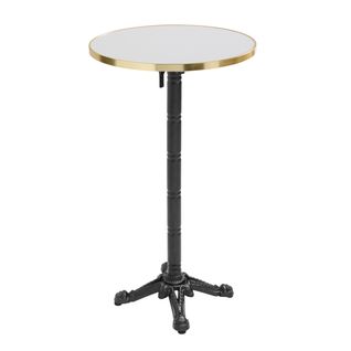 Table Haute Ronde 60 Cm Inclinable Plateau Blanc/doré Et Pied Noir