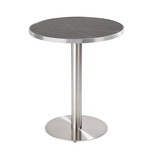 Table à Manger Ronde 60 Cm Plateau Noir/argent Et Pied Argenté