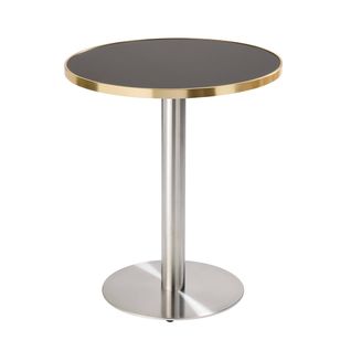 Table à Manger Ronde 60 Cm Plateau Noir/doré Et Pied Argenté