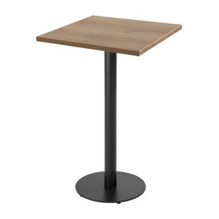 Table Haute Carrée 60 Cm Pied Noir Et Revêtement Bois Clair
