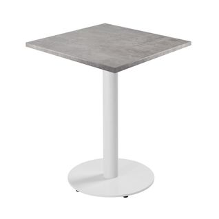 Table à Manger Carrée 60 Cm Pied Blanc Et Revêtement Béton Gris Clair