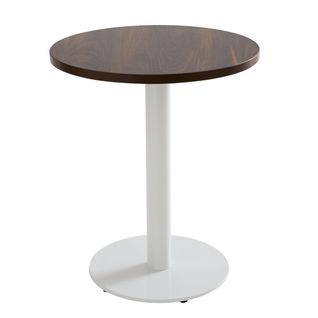 Table à Manger Ronde 60 Cm Pied Blanc Et Revêtement Bois Foncé