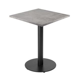 Table à Manger Carrée 60 Cm Pied Noir Et Revêtement Béton Gris