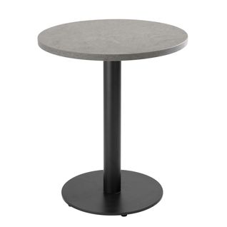 Table à Manger Ronde 60 Cm Pied Noir Et Revêtement Béton Gris