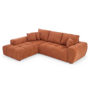 Canapé D'angle Gauche En Tissu 3 Places Terracotta L 270 Cm  Tissu Bubble