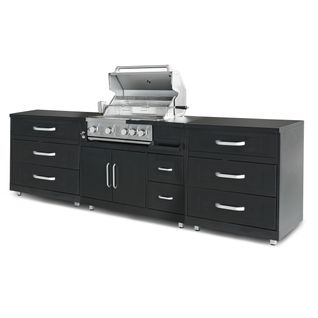 Cuisine D'extérieur 3 Éléments Avec Barbecue Noir Memphis