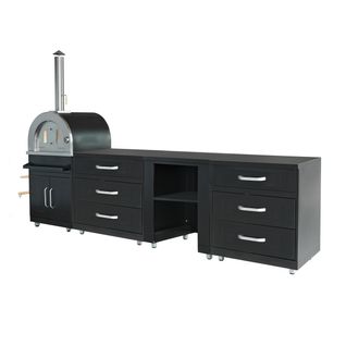 Cuisine D'extérieur 4 Éléments Avec Four à Pizza Noir Memphis