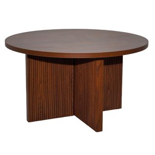 Table Basse Ronde 80 Cm Scandinave Effet Bois Foncé