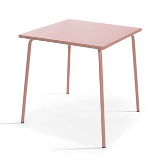 Table De Jardin Carrée En Métal Rose Poudré 70cm  Palavas