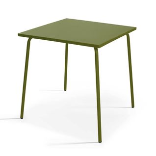 Table De Jardin Carrée En Métal Vert Kaki 70cm  Palavas