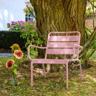 Fauteuil De Jardin Bas Relax Acier Rose Poudré Palavas