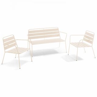 Salon De Jardin 4 Places En Métal Ivoire Palavas