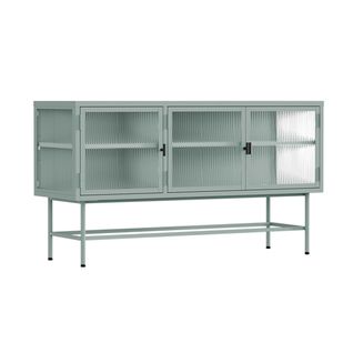Buffet Moderne 3 Portes 120 Cm En Métal Et Verre Vert Sauge