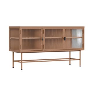 Buffet Moderne 3 Portes 120 Cm En Métal Et Verre Marron