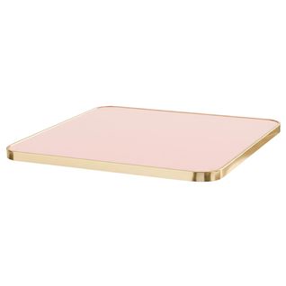 Plateau De Table Stratifié 70 Cm Marbre Et Bord Aluminium Rose Montmartre