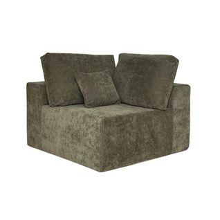 Fauteuil D'angle Pour Canapé Modulable En Tissu Vert L 100 Cm Hector