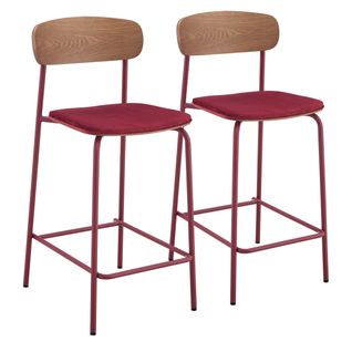 Lot De 2 Chaises Hautes En Bois Bordeaux