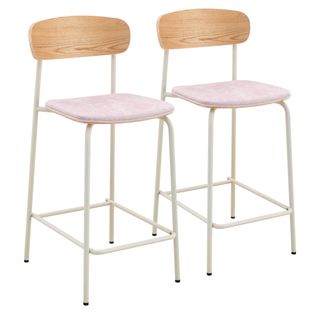 Lot De 2 Chaises Hautes En Bois Rose