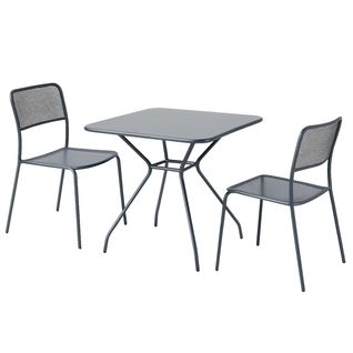 Ensemble Table Et 2 Chaises De Jardin Gris Anthracite