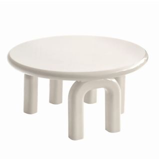 Table Basse Ronde 80 Cm En Mdf Effet Laqué Blanc