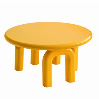 Table Basse Ronde 80 Cm En Mdf Effet Laqué Jaune