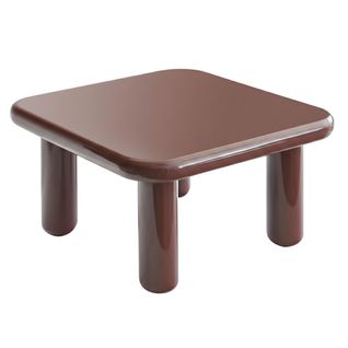 Table Basse Carrée 75 Cm En Mdf Effet Laqué Bordeaux