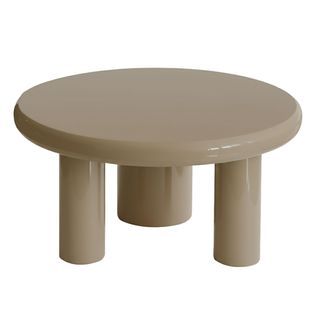 Table Basse Ronde 100 Cm En Mdf Effet Laqué Taupe
