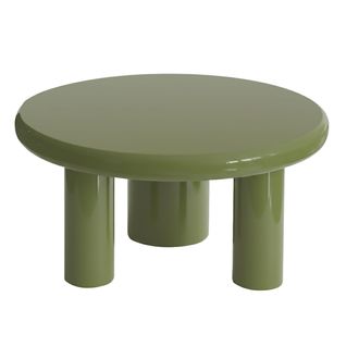 Table Basse Ronde 100 Cm En Mdf Effet Laqué Vert Olive