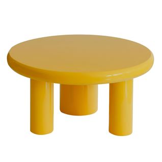 Table Basse Ronde 100 Cm En Mdf Effet Laqué Jaune