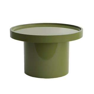 Table Basse Ronde 50 Cm En Mdf Effet Laqué Vert Olive