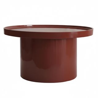 Table Basse Ronde 70 Cm En Mdf Effet Laqué Bordeaux