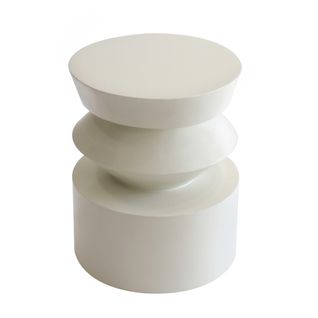 Table Basse Bout De Canapé Effet Laqué Ivoire Diam 40 Cm Agatha