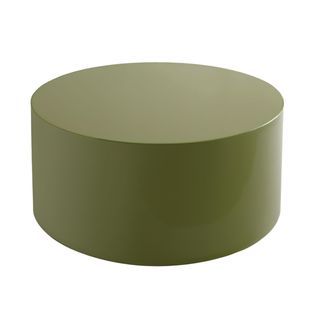 Table Basse Ronde 80 Cm En Mdf Effet Laqué Vert Olive