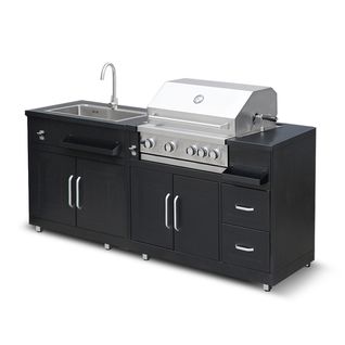 Cuisine Extérieure En Métal Avec Évier, Barbecue Et Rangement