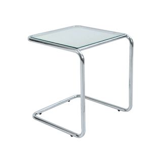 Table Basse Carrée L50 Cm En Métal Et En Verre Transparent