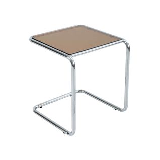 Table Basse Carrée L50 Cm En Métal Et En Verre Marron