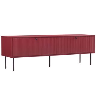Meuble TV 2 Portes En Acier Et Mdf Décor Mélaminé 150 Cm Bordeaux