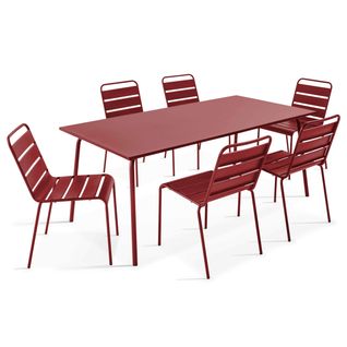 Ensemble Table De Jardin Et 6 Chaises En Métal Pourpre Palavas