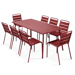Ensemble Table De Jardin Et 8 Chaises En Métal Pourpre Palavas