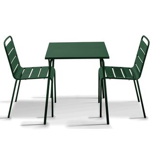 Ensemble Table De Jardin Carrée Et 2 Chaises Vert Forêt Palavas
