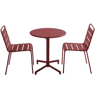 Ensemble Table De Jardin Et 2 Chaises En Métal Pourpre Palavas