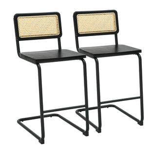 Lot De 2 Chaises Hautes En Métal Et Bois Noir Betty